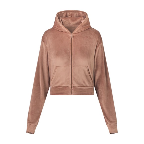 SKIMS Velour Cropped Hoodie in Sienna - SIZE XS - Picture 1 of 4